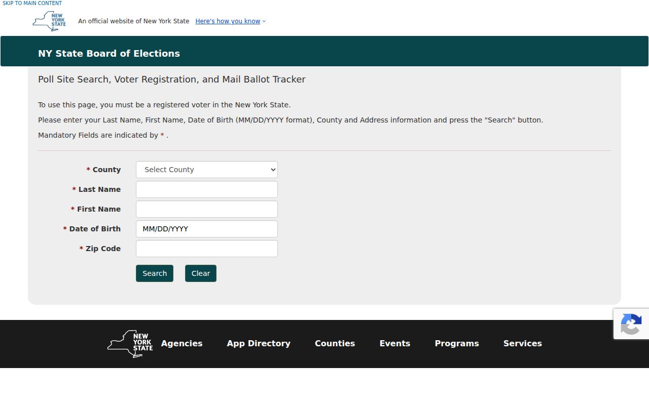 Village of Rockville Centre resident lookup using New York voter lookup fields