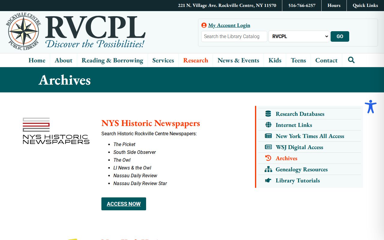 Rockville Centre city directory research at the Public Library Archives