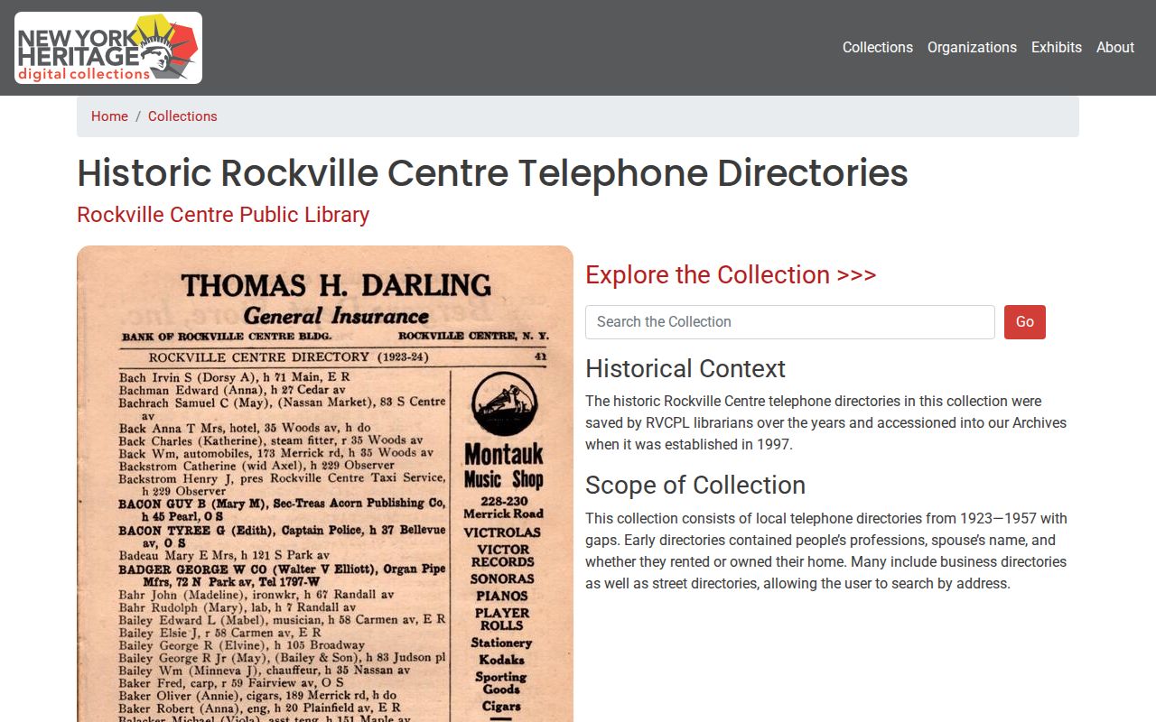 Rockville Centre city directory historic telephone-directory collection
